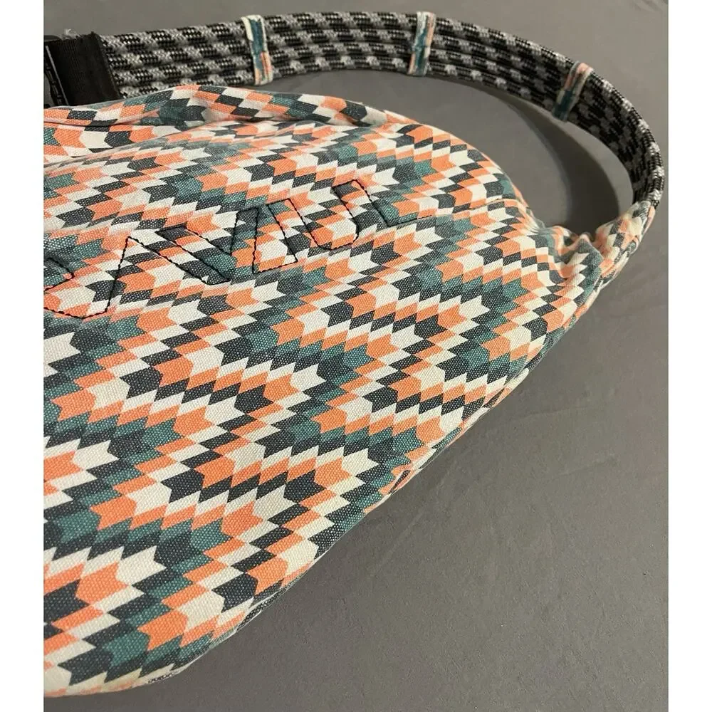 Kavu Rope Sling Bag Geometric Chevron Orange Teal Canvas Crossbody Great